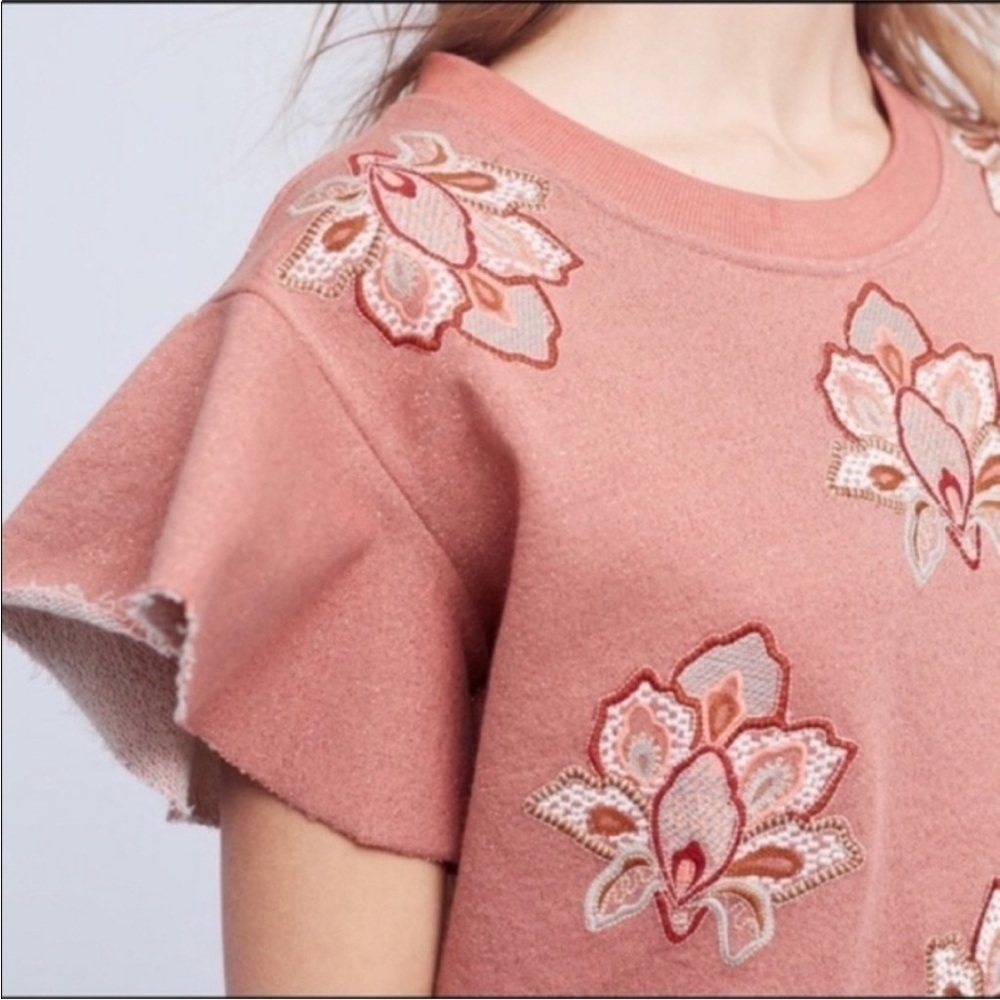 Chloe Oliver Anthropologie Embroidered Padma Metallic Top S - Picture 2 of 12